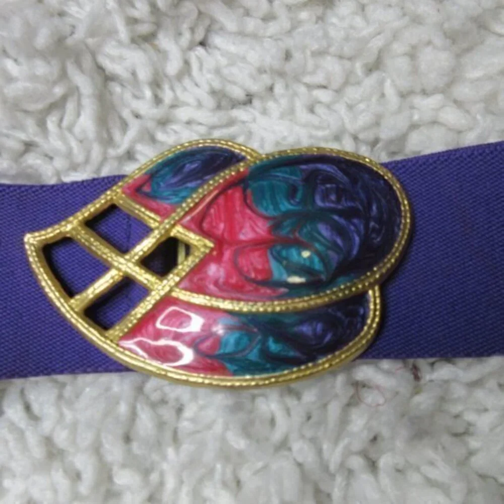 DAY-LOR Black Stretch Belt With Enameled Buckle‎
